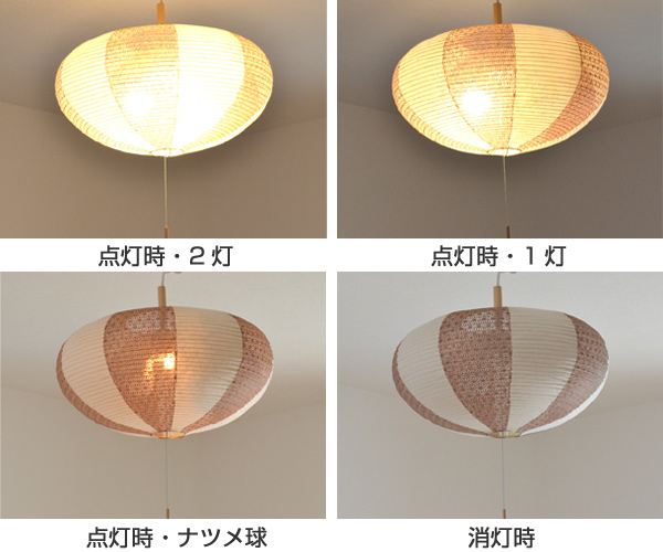 ペンダントライト 和紙 ペンダントランプ 楮紙茶X麻葉唐茶 2灯 （ 照明