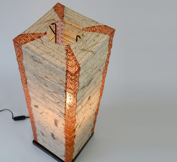 フロアライト 和紙 フロアランプ バナナ紙X角 麻葉煉瓦 （ フロア