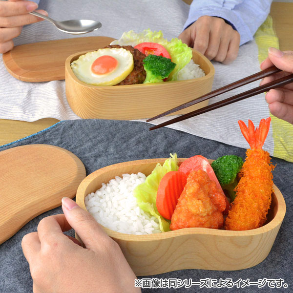 お弁当箱 くりぬき弁当箱 ビーンズ 430ml 一段 木製 （ 和風弁当箱 木