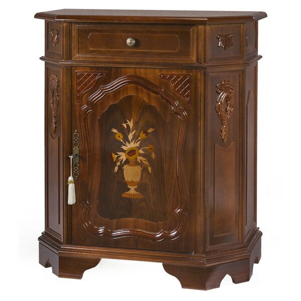 TELスタンド 電話台 クラシック調 片開き 引出し付 イタリア製 幅46cm