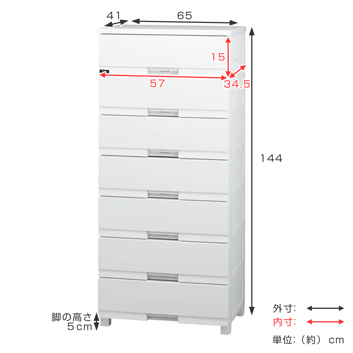 チェスト フィッツプラス プレミアム 7段 幅65×奥行41×高さ144cm 