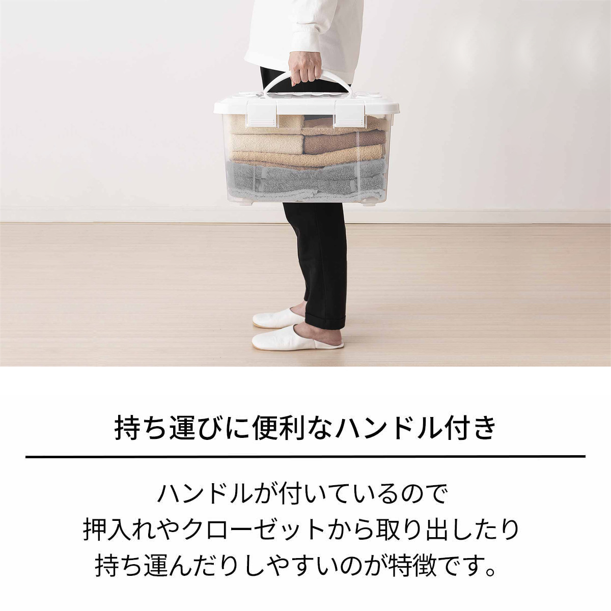 天馬 収納ボックス 幅42×奥行31×高さ25cm フタ付き 持ち手付き