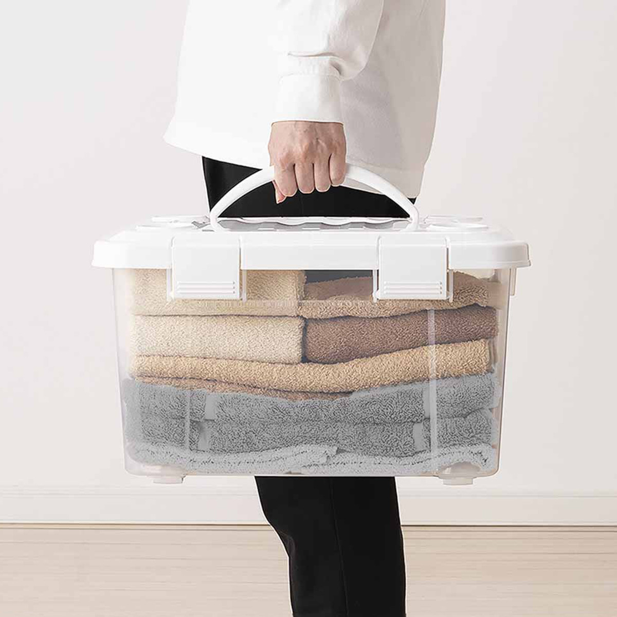 天馬 収納ボックス 幅42×奥行31×高さ25cm フタ付き 持ち手付き