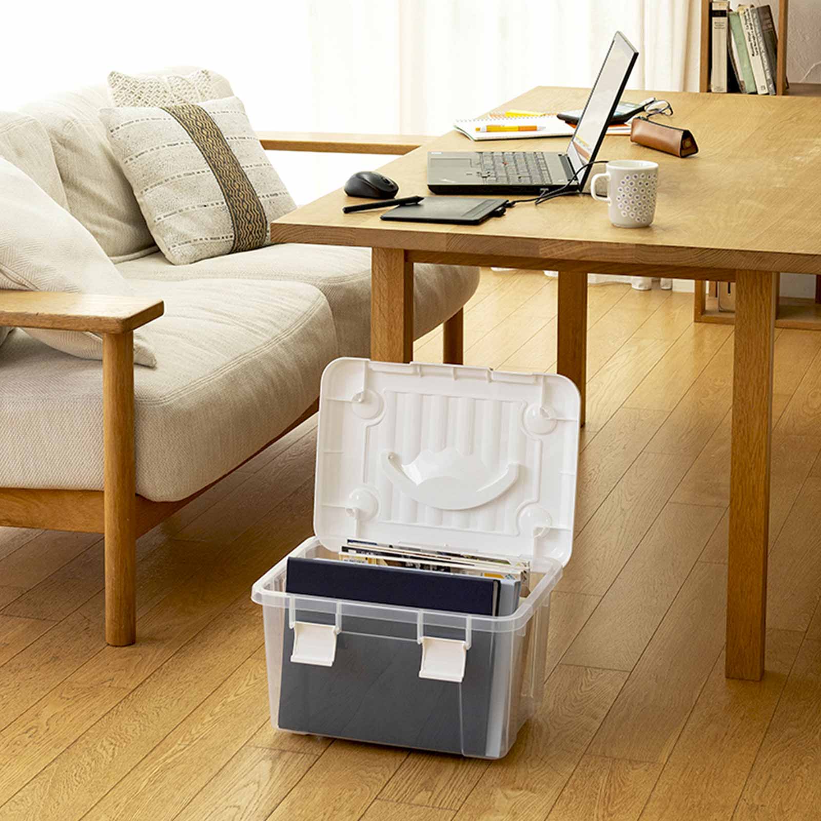 天馬 収納ボックス 幅42×奥行31×高さ25cm フタ付き 持ち手付き