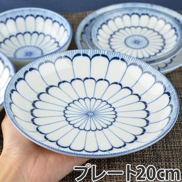 プレート 20cm 美濃焼 洋食器 大輪菊 5枚セット （ 食器 磁器 器 お皿