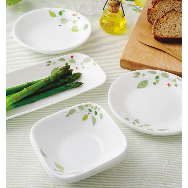 CORELLE（コレール） ボウル 23cm スクエア 白 食器 皿 角皿 グリーン
