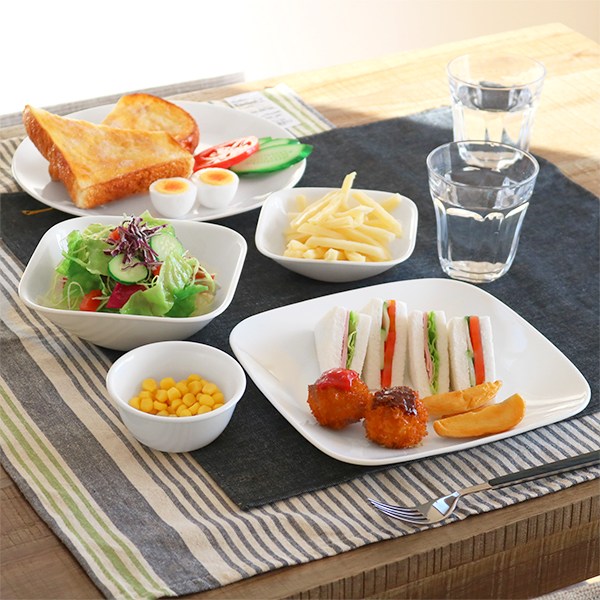 ちゃあちゃん★ コレール ホワイト 多様ボウル ミニプレート スクエア長皿 パール金属 ボウル 23cm コレール CORELLE スクエア 白 食器 皿 角皿