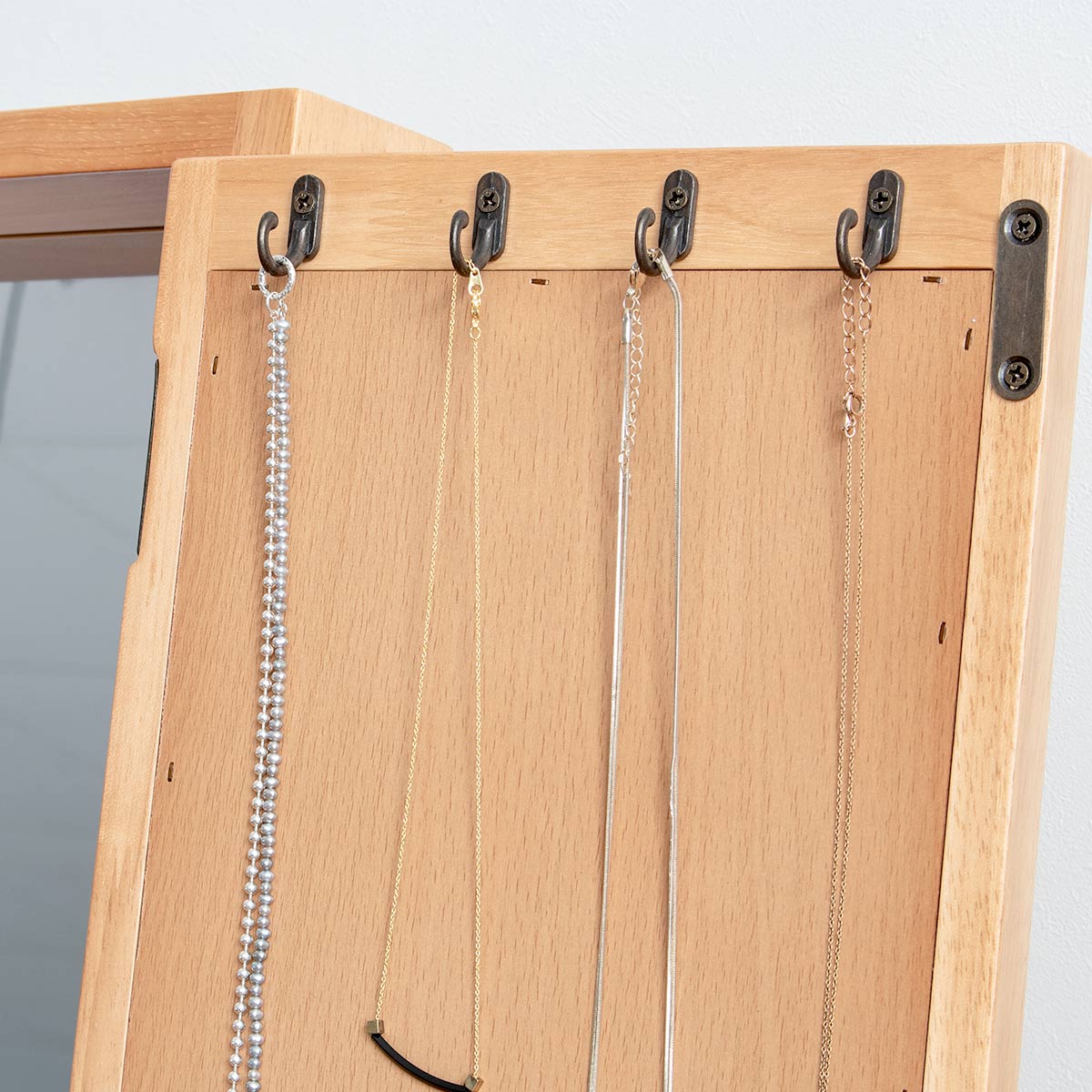 塩川光明堂 スタンドミラー 高さ145cm 扉付き 収納 木製 コルクボード