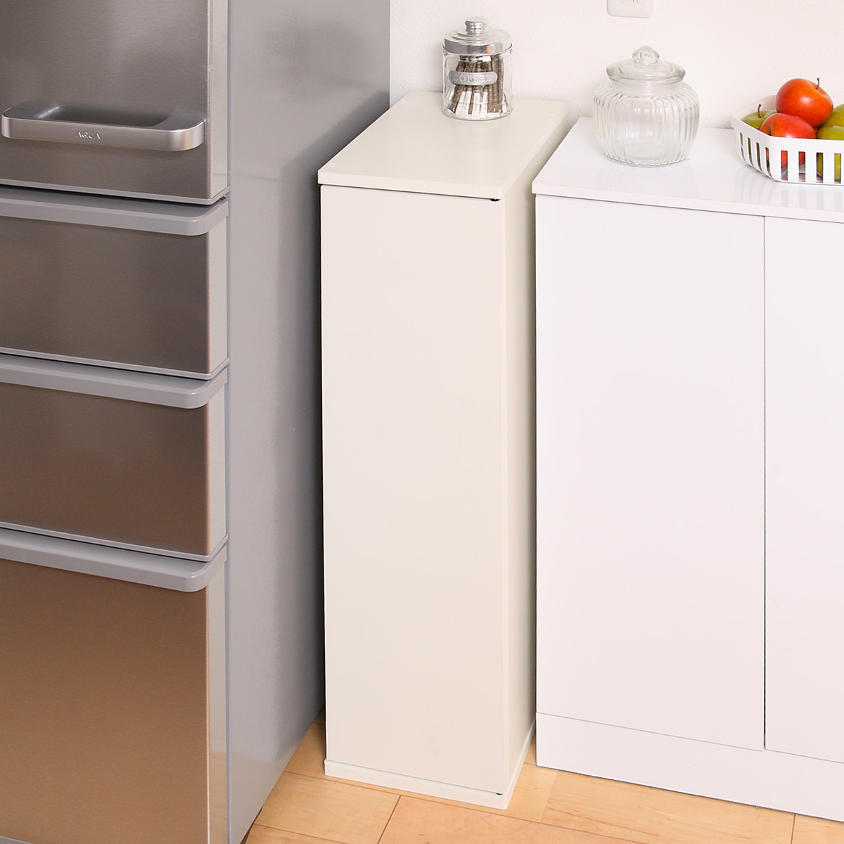 朝日木材加工 キッチン収納 すき間収納 スリムストッカー 4段 扉付 幅