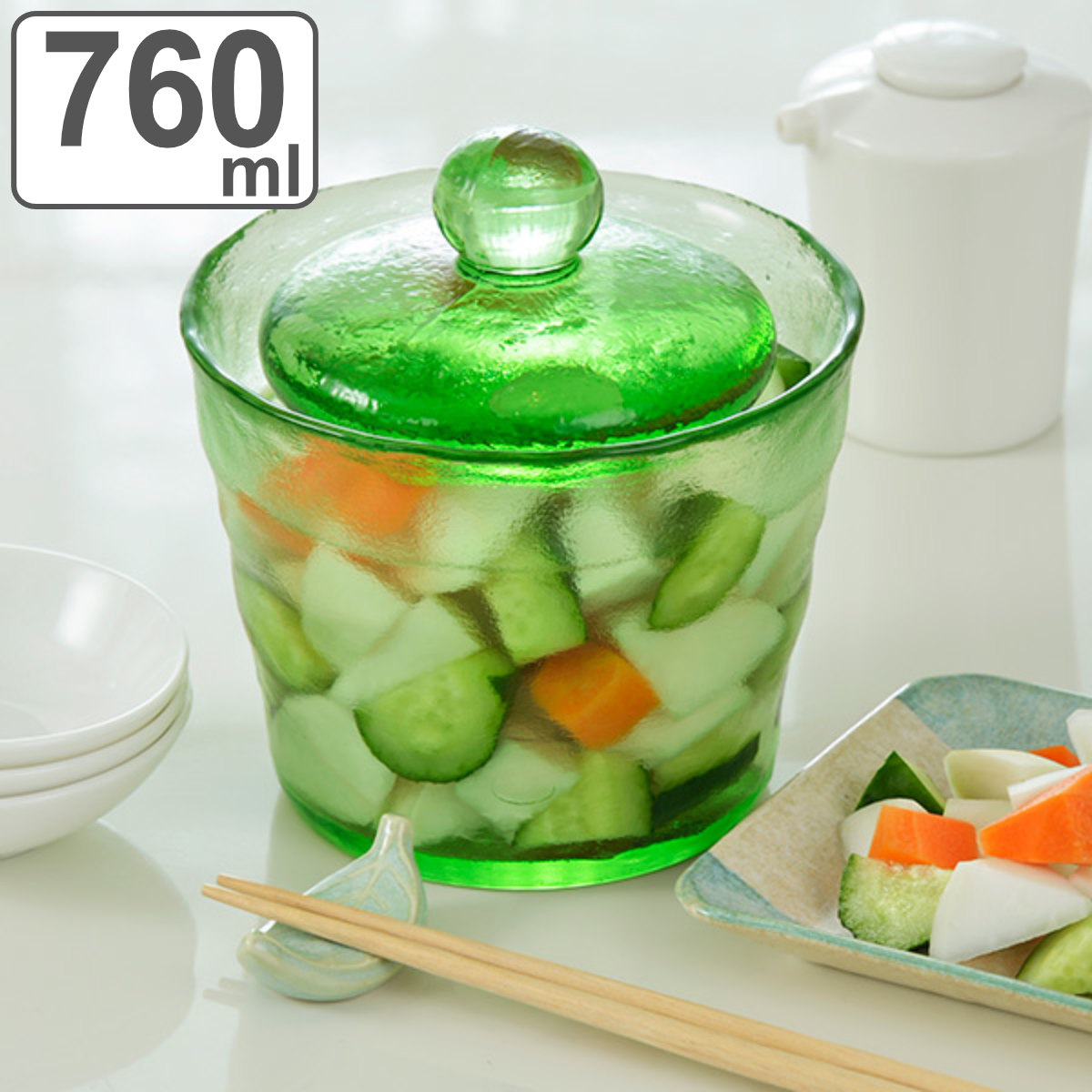 TONBO（新輝合成） 漬物容器 ガラス製 浅漬けポット 大 （ 漬物ポット