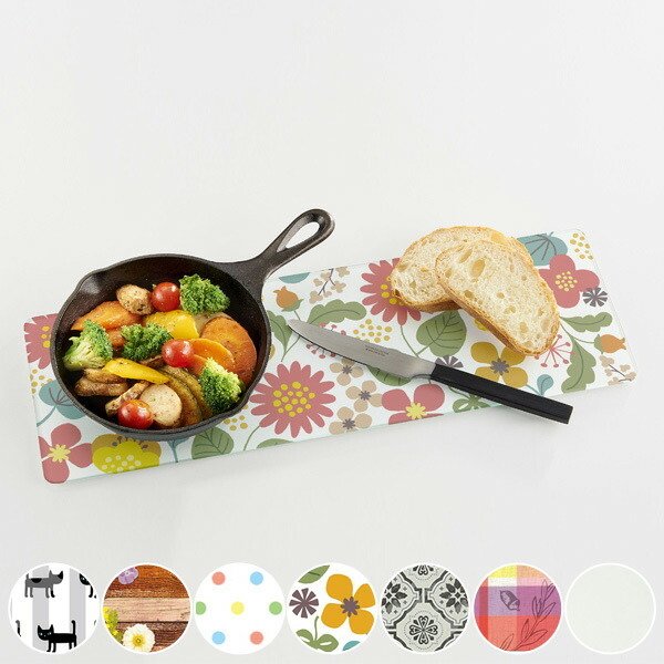 鍋敷き ガラス製 キッチントッププレート レクタングル （ 耐熱