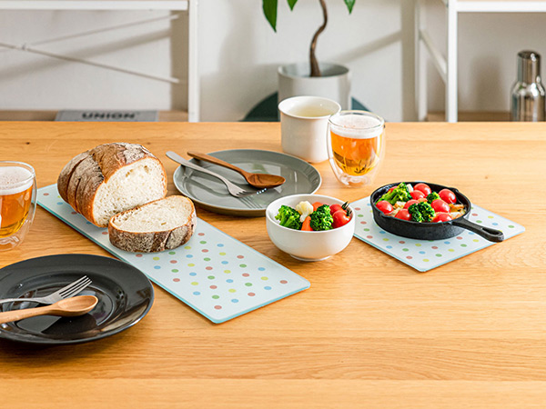 鍋敷き ガラス製 キッチントッププレート レクタングル （ 耐熱