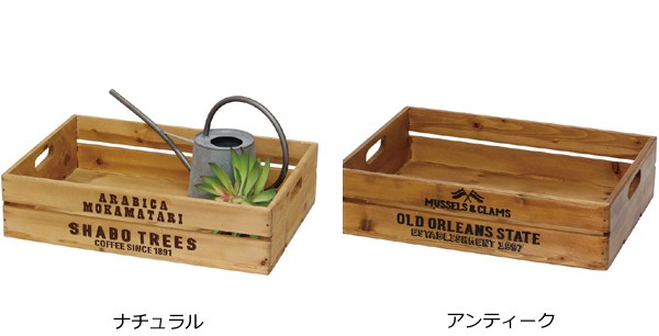 ワイドコンテナボックス 幅45×奥行32×高さ11cm 木製 ボックス 持ち