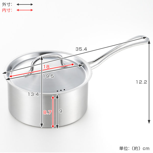 ヨシカワ 片手鍋 郷技 18cm 蓋付き ステンレス製 IH対応 （ サテン
