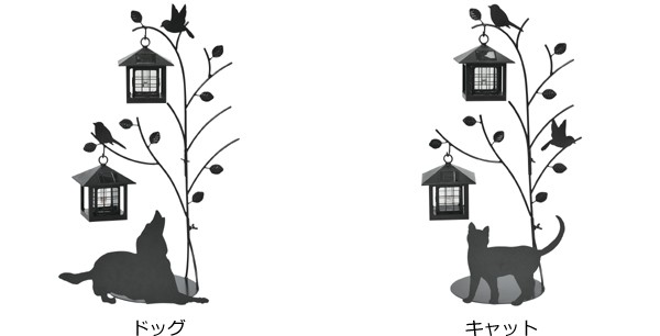 シルエットソーラー Tree＆Dog Tree＆Cat 2灯 （ ガーデンライト
