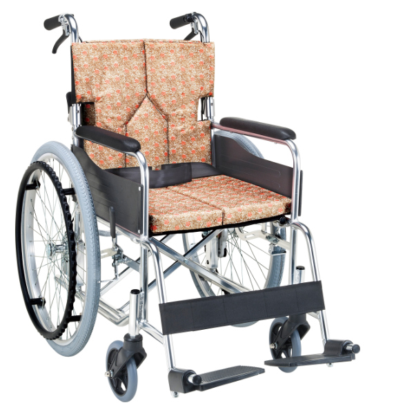 マキテック 自走用車椅子 チェック柄 マキテック 車いす ワイドタイプ 自走式 背折れタイプ 座面幅46cm