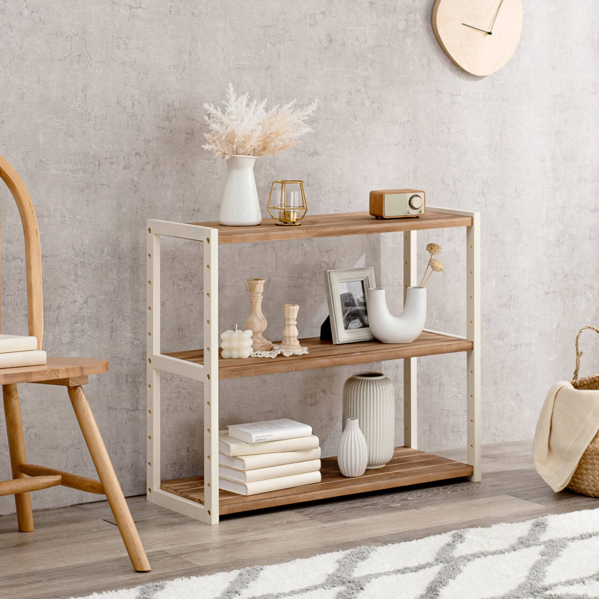 木製ラック 3段 ナチュラルウッド 楽天市場】ウッドラック 3段 天然木 すのこラック 幅60cm （ ラック