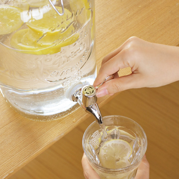 ドリンクサーバー 4L ガラス 蛇口付き 2個セット （ 梅酒 果実酒