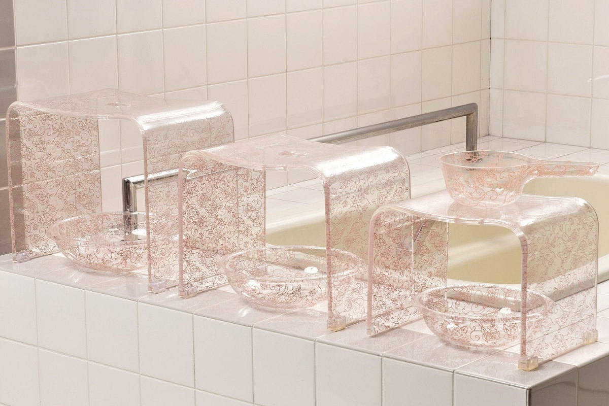 センコー 風呂椅子 座面高さ 35cm クリアローズ LLサイズ （ 風呂 椅子