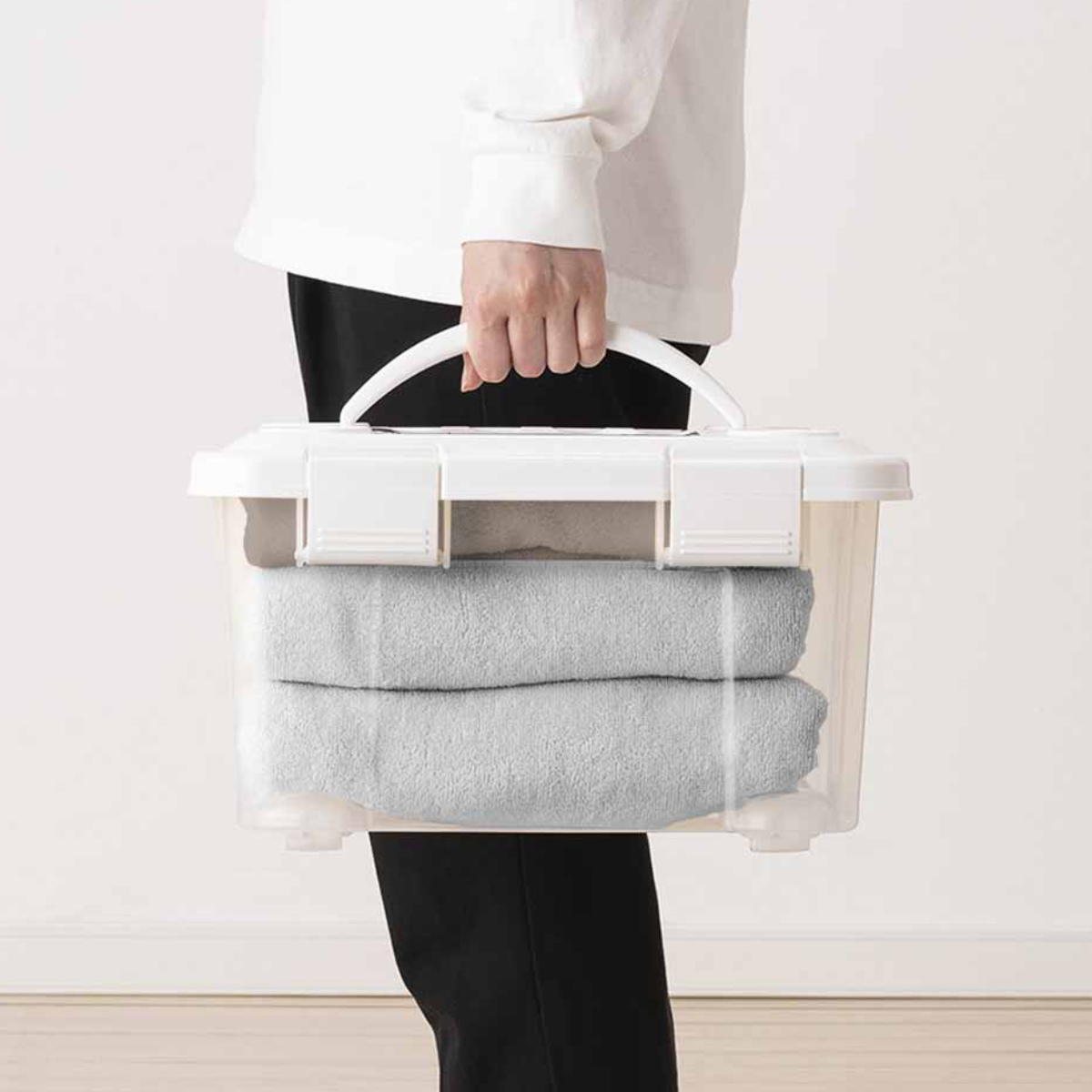 天馬 収納ボックス 幅36×奥行27×高さ21cm フタ付き 持ち手付き