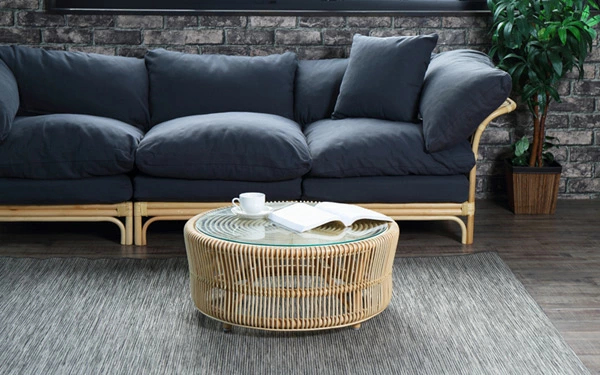 籐 ローテーブル ラタン 円形 軽量 天然素材 （ ラタンテーブル ロー