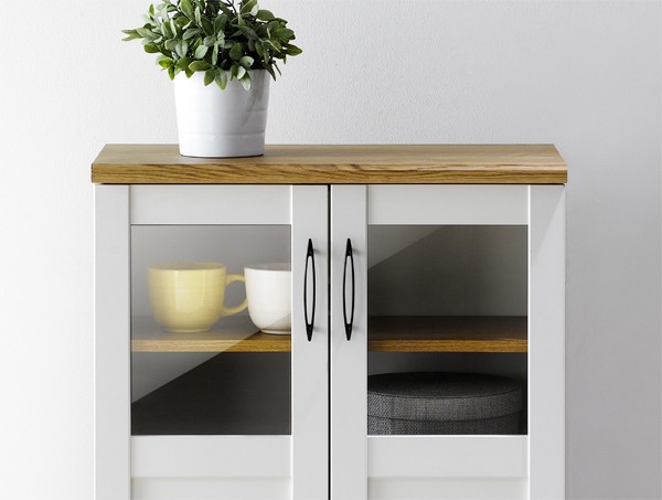 キャビネット ガラス扉 フレンチカントリー調 シュエット 約幅59m