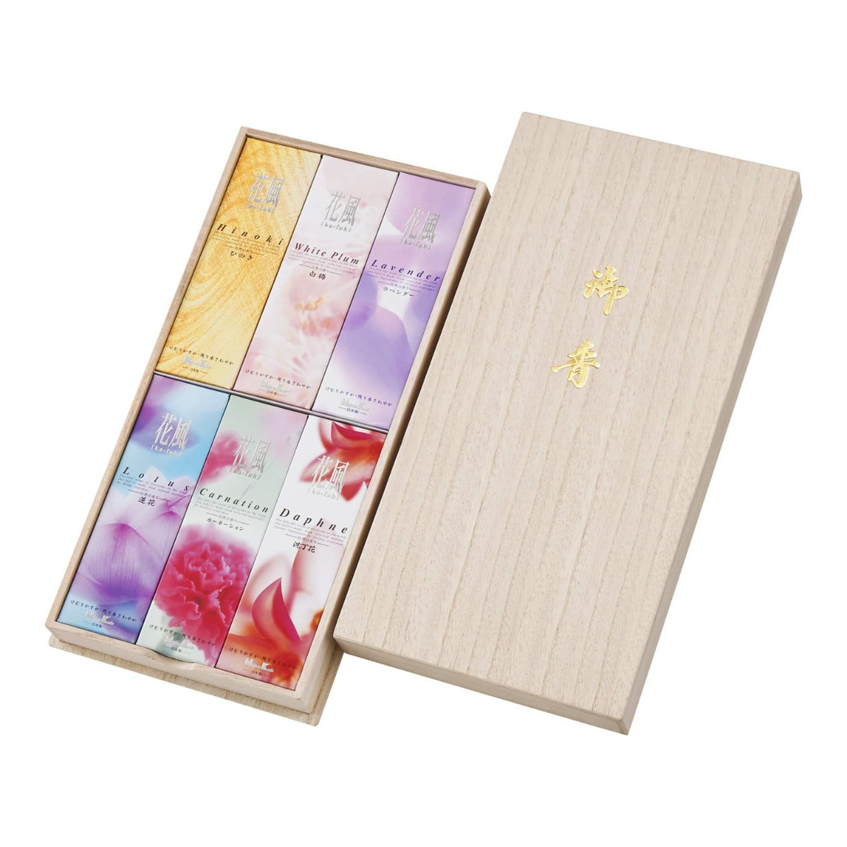 日本香堂 進物 線香 花風 桐箱 6種入り 贈答用 （ お線香 線香セット