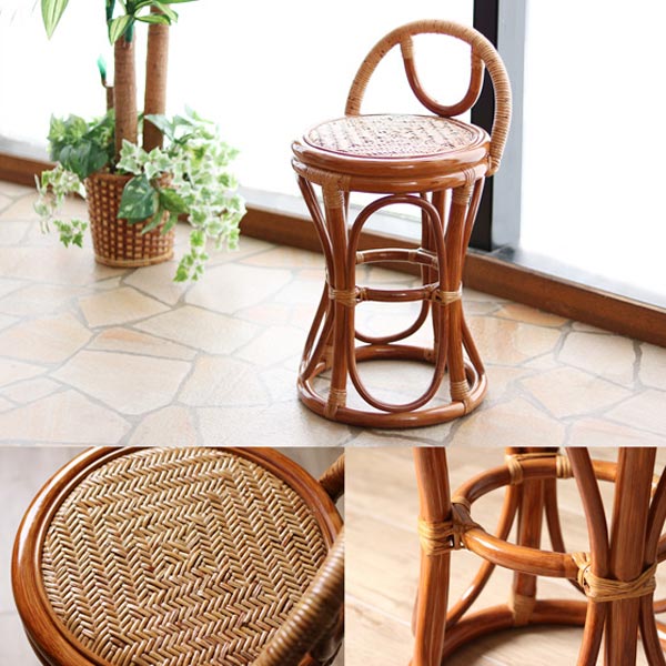 籐 スツール ラタン 背もたれ らくらくスツール 軽量 天然素材 （ 椅子