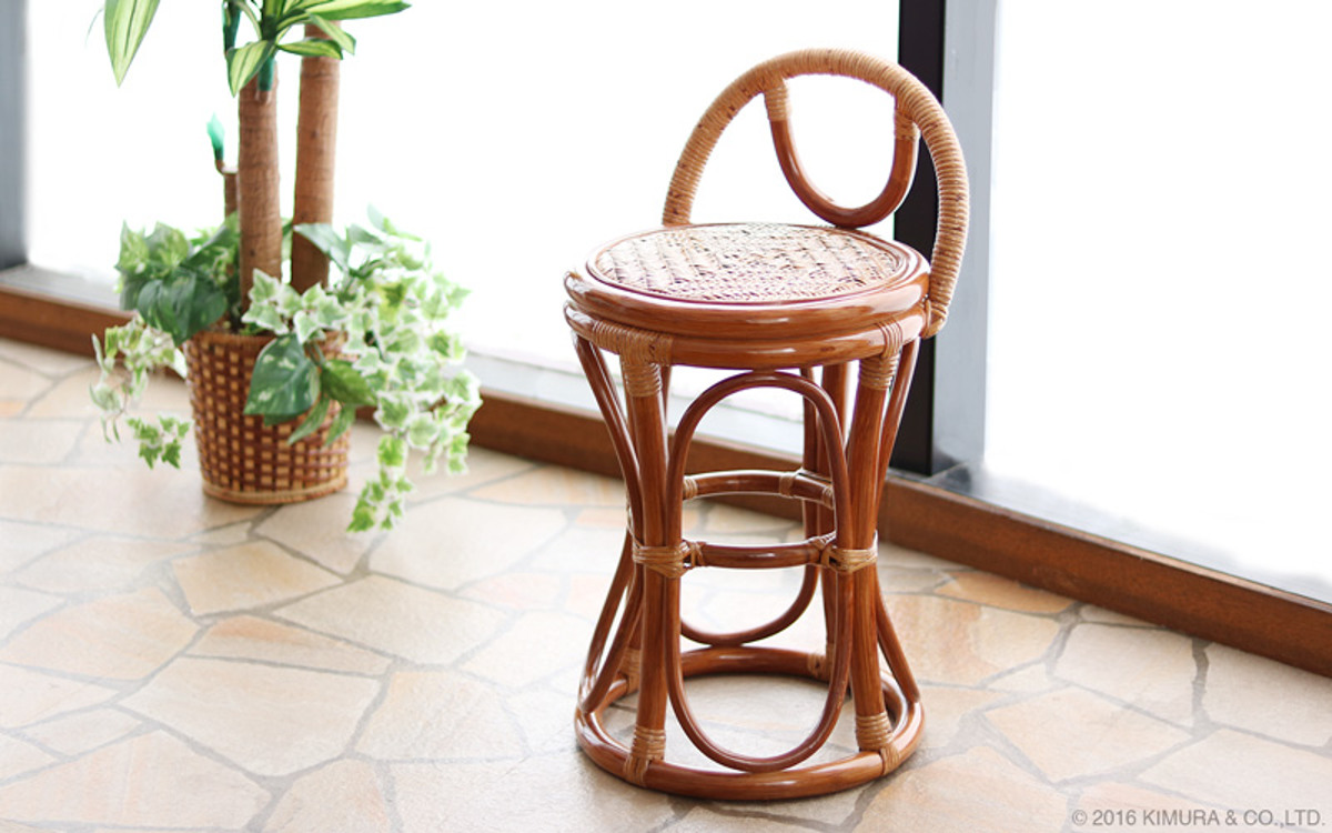 籐 スツール ラタン 背もたれ らくらくスツール 軽量 天然素材 （ 椅子