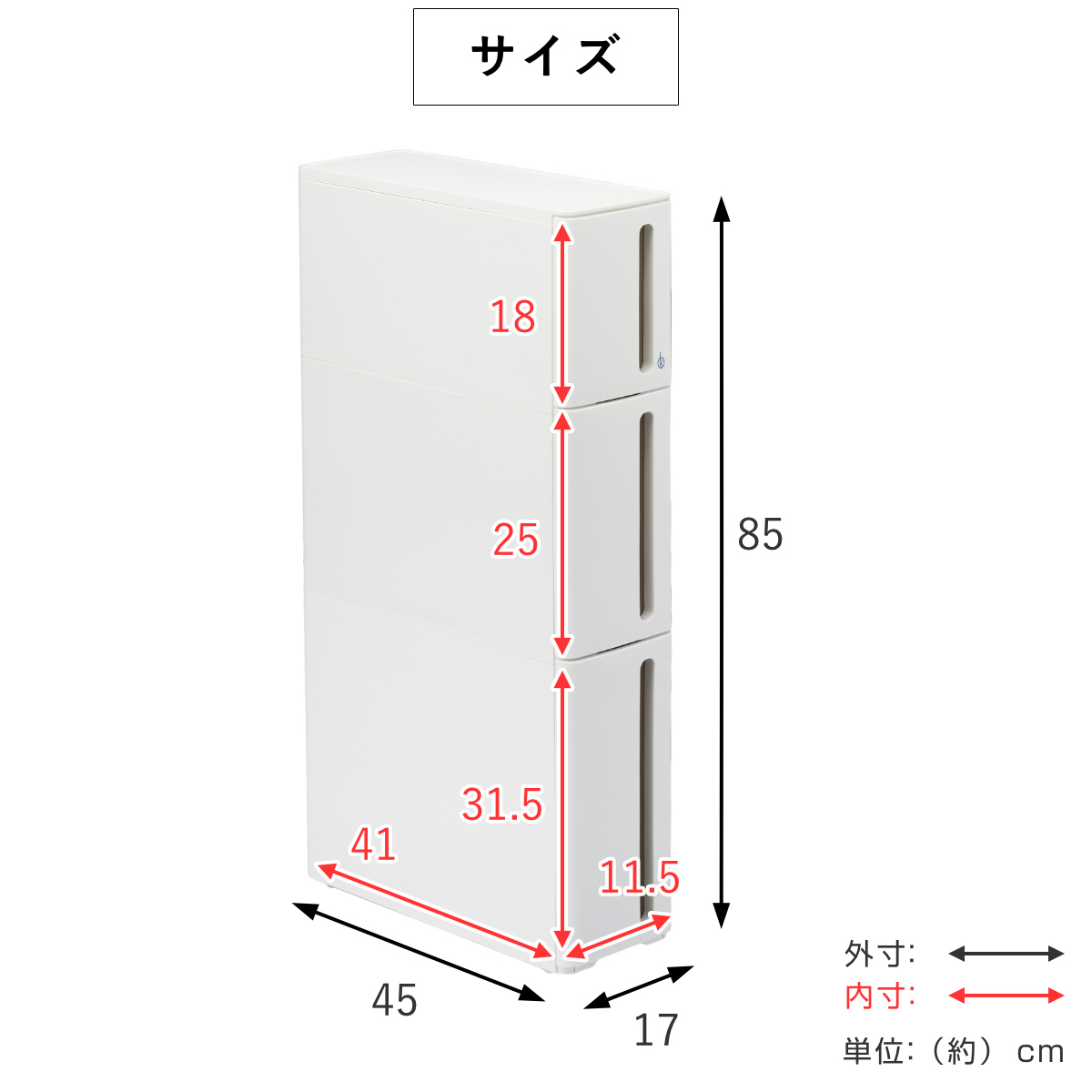 SANKA（サンカ） 隙間収納 ストランティ ドロアーB 3段 17cm