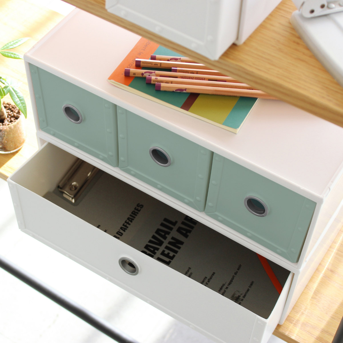 八幡化成 収納ボックス 幅34.4×奥行26.6×高さ12.6cm 1段 fs-701 ワイド