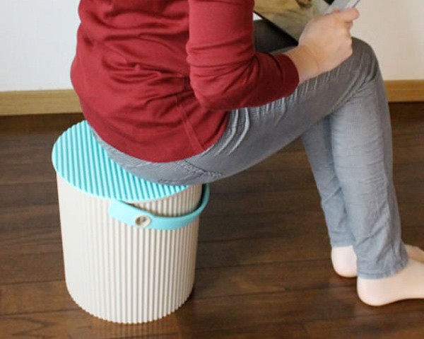 収納バスケット LL 20L 幅33×奥行32×高さ34cm 簡易 スツール フタ付き