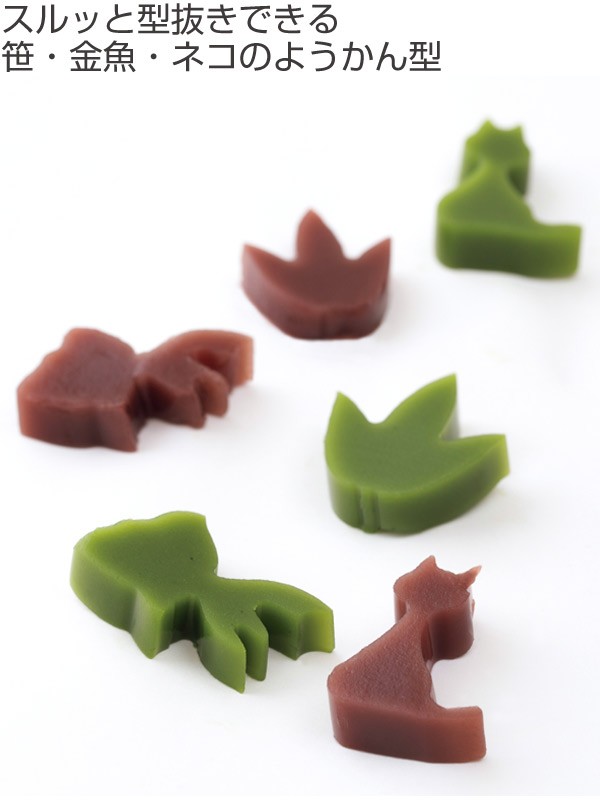 押し出しようかん型 和菓子 笹 金魚 ねこ 3種 （ ようかん型 道具
