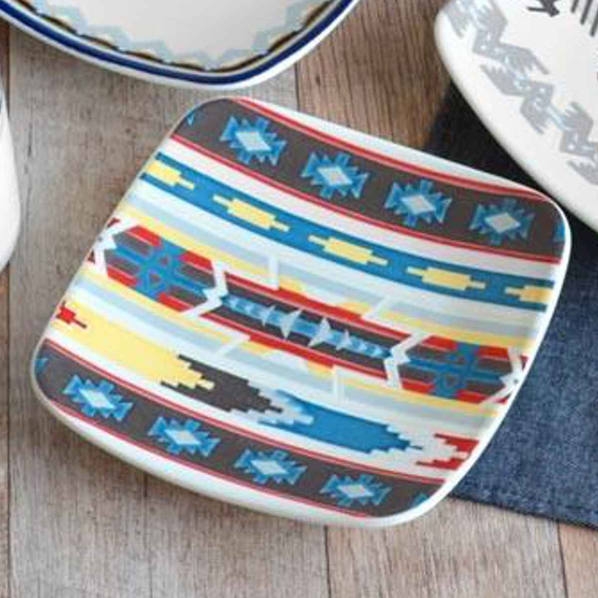 プレート 15cm スクエア ウィークエンド クロス 洋食器 硬質陶器 5枚