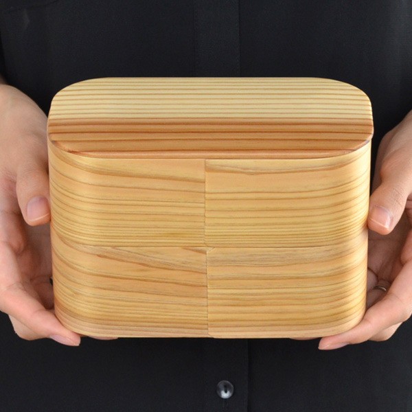 曲げわっぱ 弁当箱 日本製 長角 二段 木製 930ml 仕切り付き （ お弁当