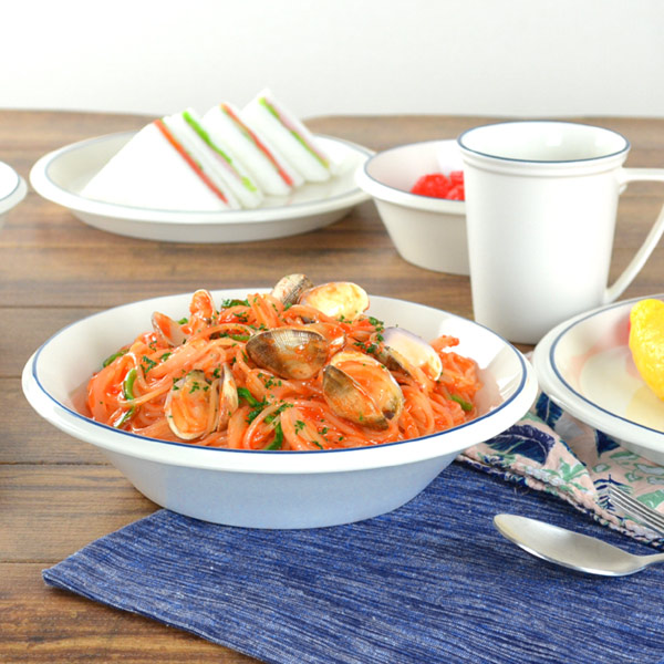 パスタボウル 22cm コンコード ブルーライン 洋食器 陶器 （ 食器 硬質