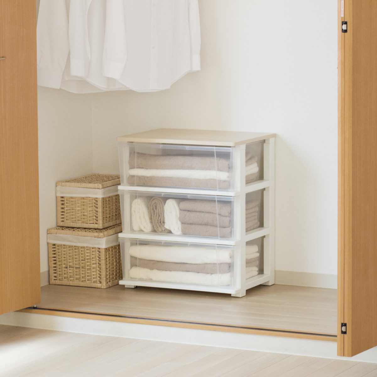 JEJアステージ チェスト 3段 幅54×奥行40×高さ64cm コロ付き