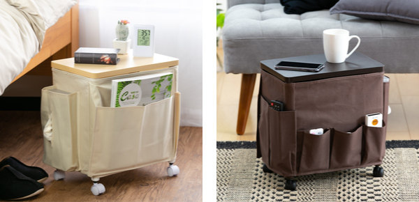 サイドテーブル 高さ37.7cm 収納付き 天板付き キャスター付き サイド