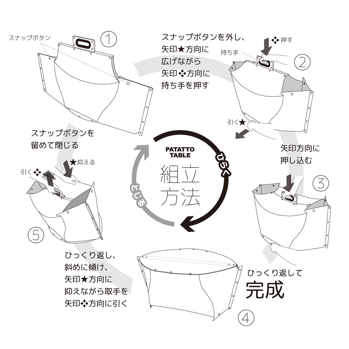 アウトドア テーブル 折りたたみ 軽量 パタット PATATTO TABLE コンパクト （ レジャーテーブル 簡易テーブル ピクニックテーブル ミニテーブル 携帯 ）の画像