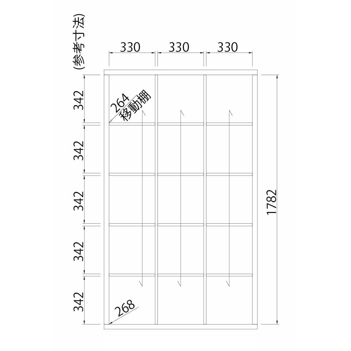 本棚 幅110cm 5段 フリーラック 3列 セパルテック （ ラック 収納棚