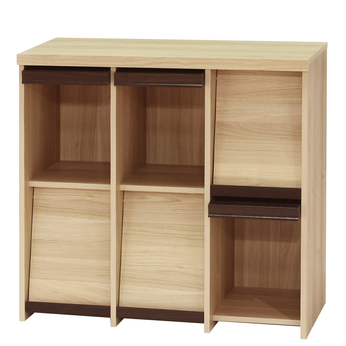 ディスプレイラック 幅94.7cm 2段 本棚 フラップ扉 セパルテック