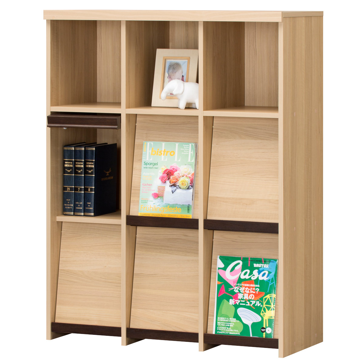 ディスプレイラック 幅94.7cm 3段 本棚 フラップ扉 セパルテック