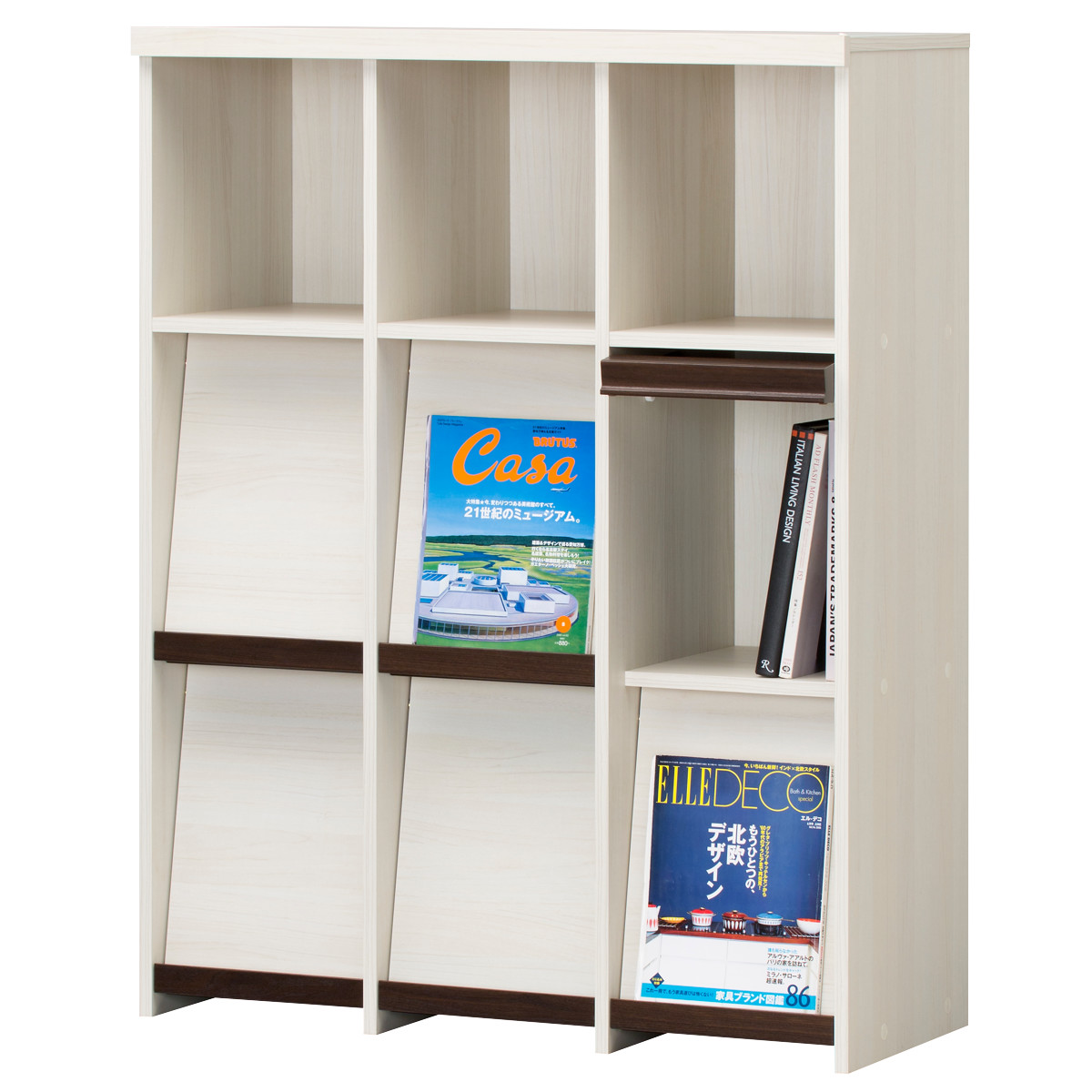 ディスプレイラック 幅94.7cm 3段 本棚 フラップ扉 セパルテック