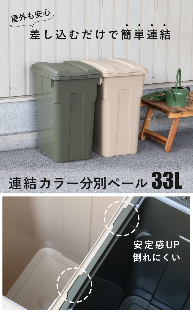 TONBO（新輝合成） ゴミ箱 33L 連結カラー分別ペール 屋外兼用 