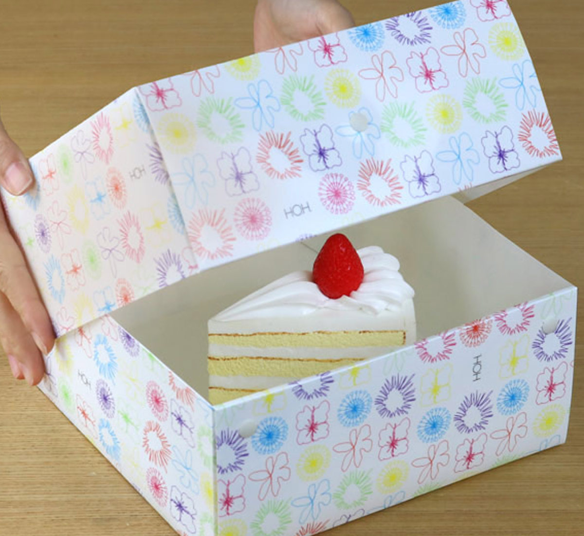 ケーキボックス ケーキ型 フラット 18cm用 フラワー 日本製 （ お菓子