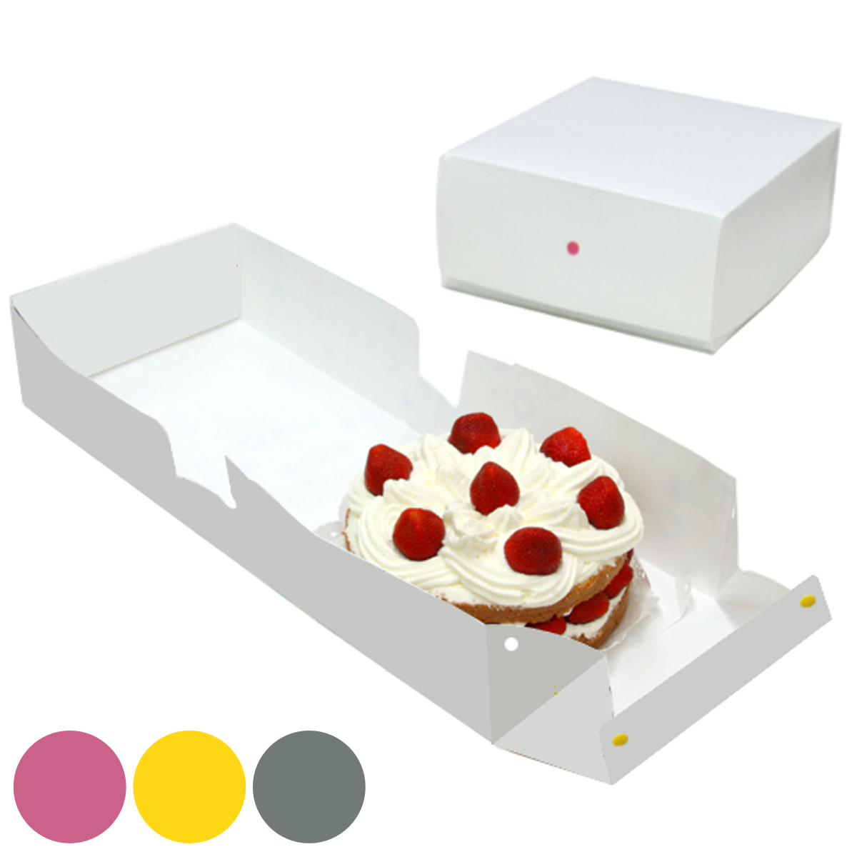 ケーキボックス ケーキ型 フラット 18cm用 フラワー 日本製 （ お菓子