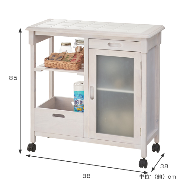 東谷 キッチンワゴン ワイド タイルトップ フレンチカントリー Natura