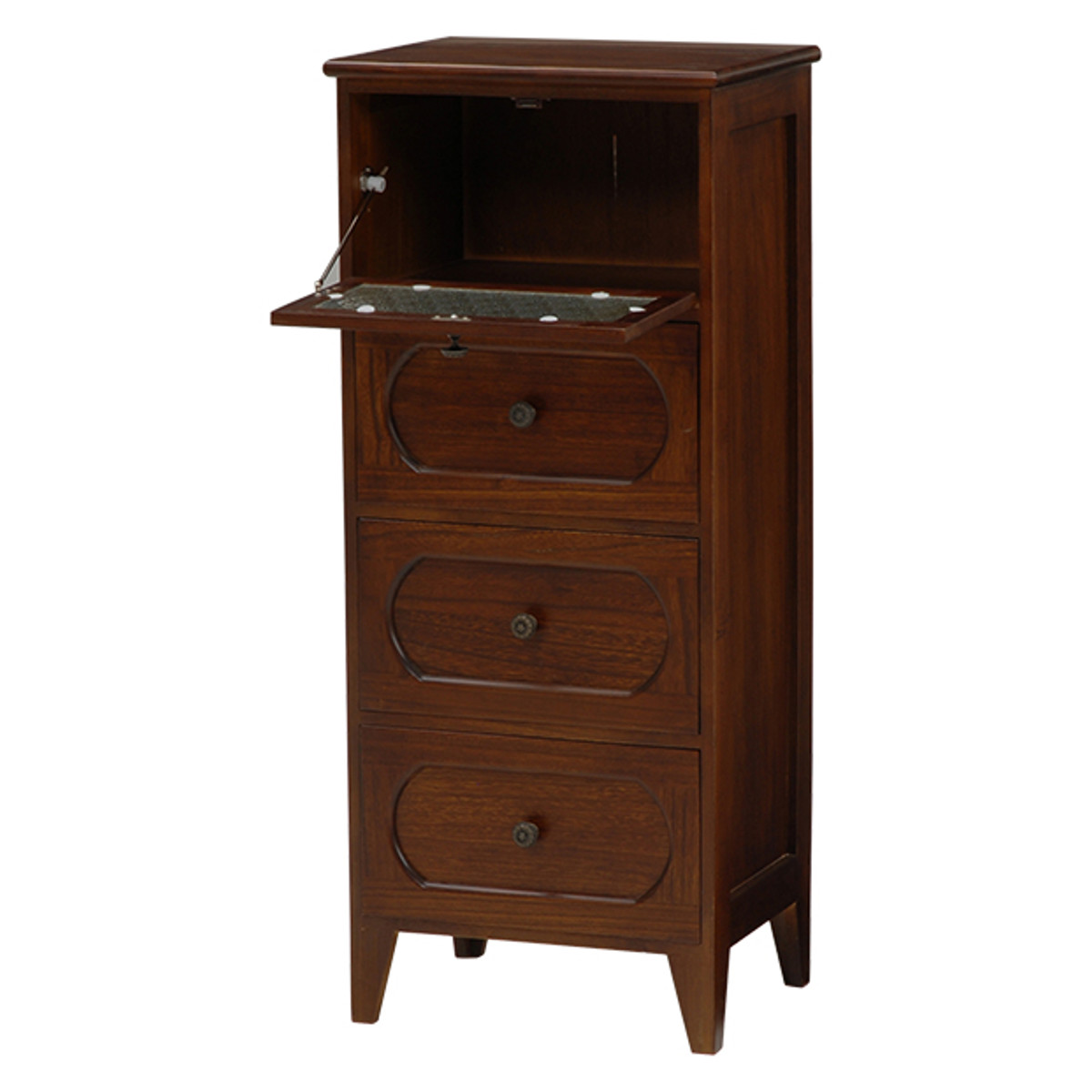 HAGiHARA（萩原） チェスト 3段 ガラス開き戸付 桐製 ビンテージ調 幅