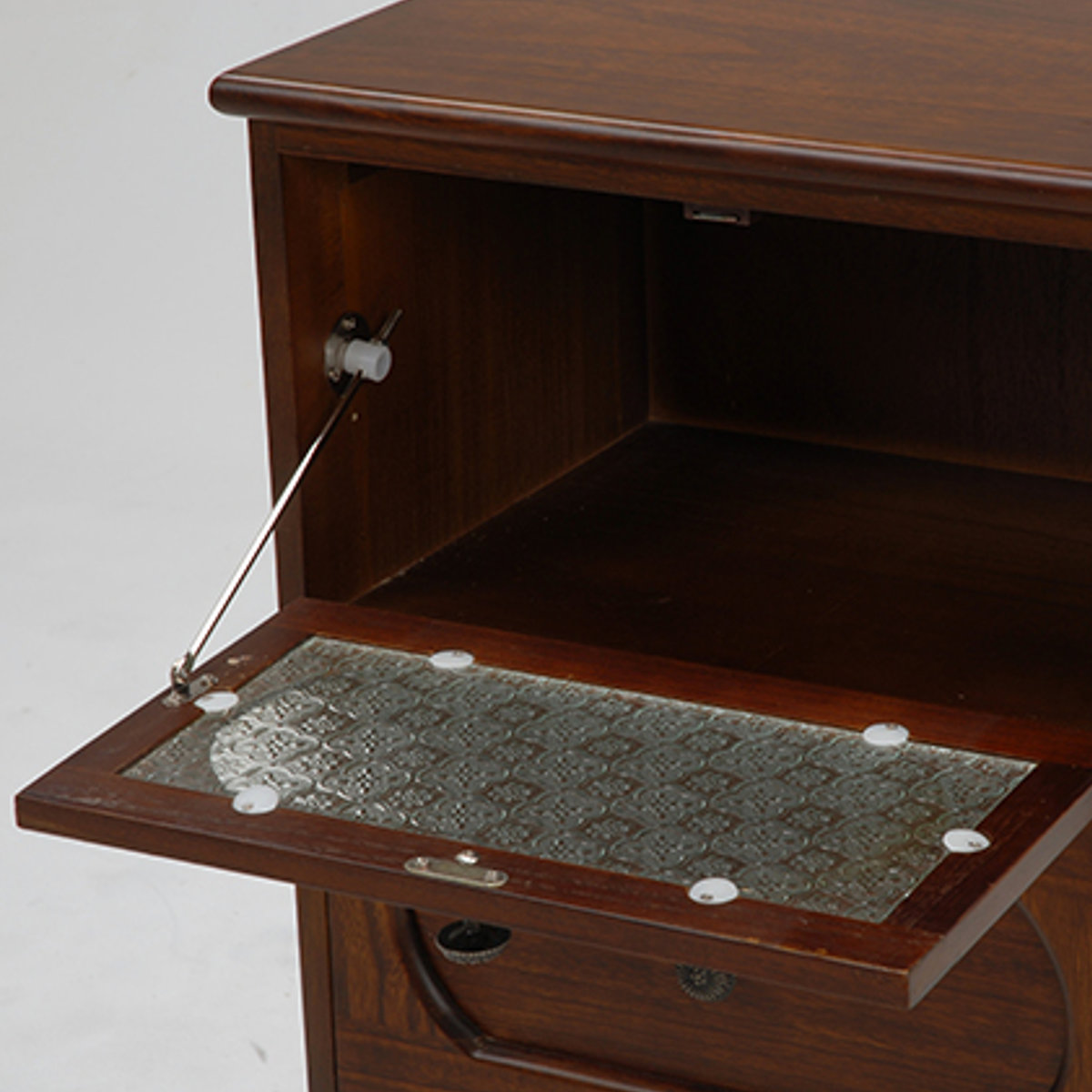 HAGiHARA（萩原） チェスト 3段 ガラス開き戸付 桐製 ビンテージ調 幅