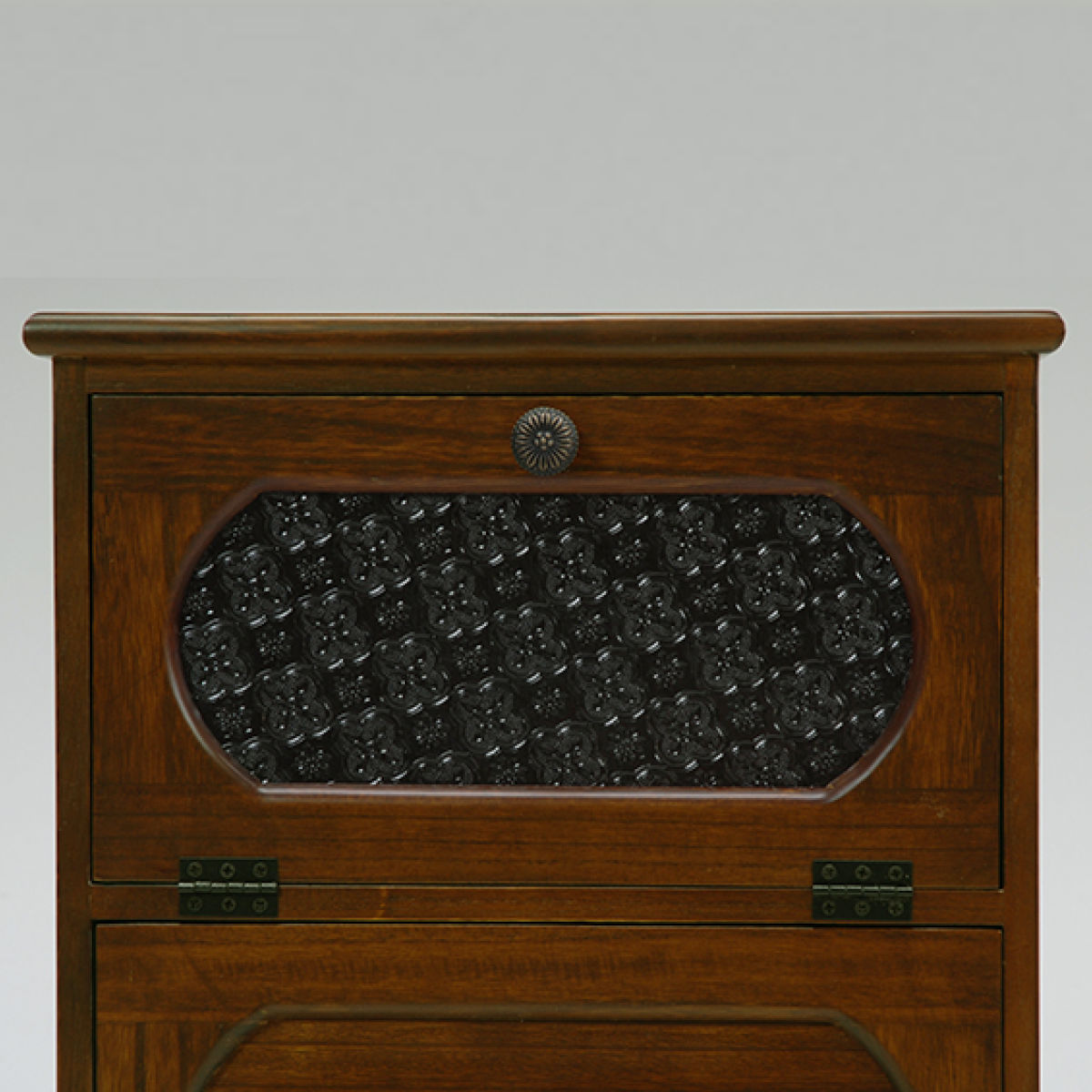 HAGiHARA（萩原） チェスト 3段 ガラス開き戸付 桐製 ビンテージ調 幅